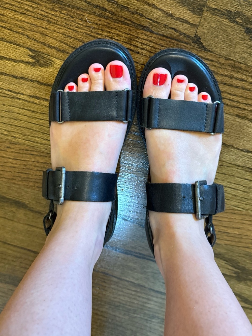 Madewell Black Leather Buckle Sandals